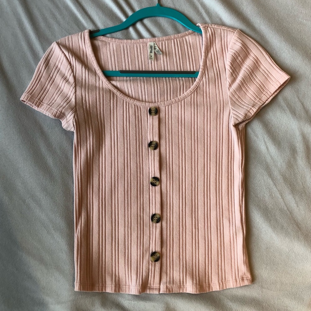 Pink Fitted Low Cut Tee
